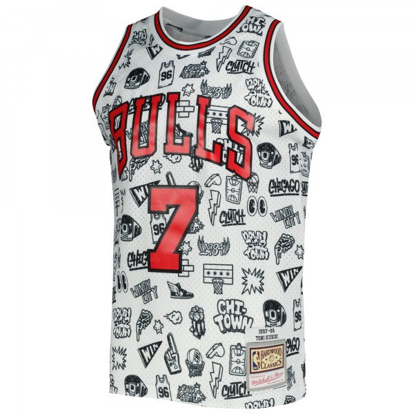 Игровая джерси Chicago Bulls Toni Kukoc Mitchell & Ness White 1997/98 Hardwood Classics Doodle