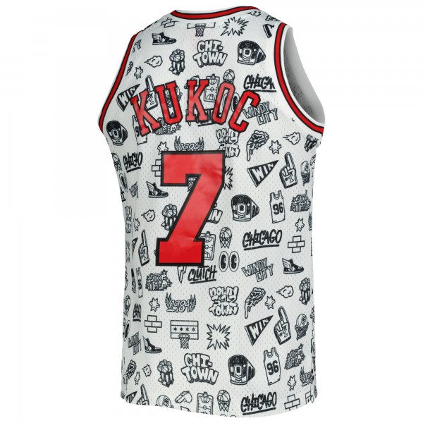 Игровая джерси Chicago Bulls Toni Kukoc Mitchell & Ness White 1997/98 Hardwood Classics Doodle