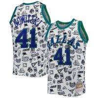 Игровая форма  Dirk Nowitzki Dallas Mavericks Mitchell & Ness 1998/99 Hardwood Classics Doodle Swingman - White