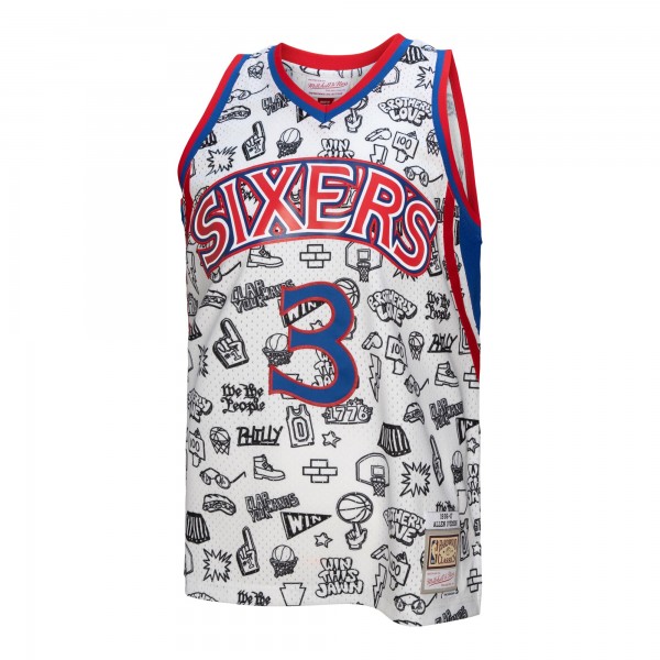 Игровая форма  Allen Iverson Philadelphia 76ers Mitchell & Ness 1996-97 Hardwood Classics Doodle Swingman - White