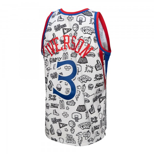Игровая форма  Allen Iverson Philadelphia 76ers Mitchell & Ness 1996-97 Hardwood Classics Doodle Swingman - White