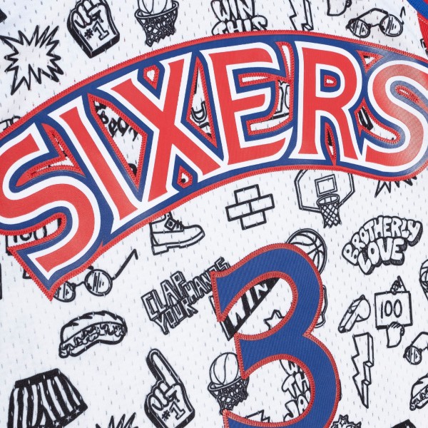 Игровая форма  Allen Iverson Philadelphia 76ers Mitchell & Ness 1996-97 Hardwood Classics Doodle Swingman - White