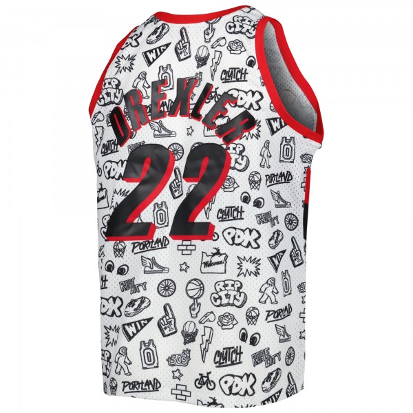 Игровая форма  Clyde Drexler Portland Trail Blazers Mitchell & Ness 1991/92 Hardwood Classics Doodle Swingman Player - White