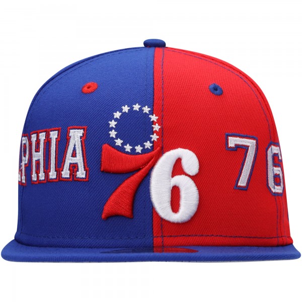 Бейсболка Philadelphia 76ers New Era Team Split 9FIFTY - Royal/Red