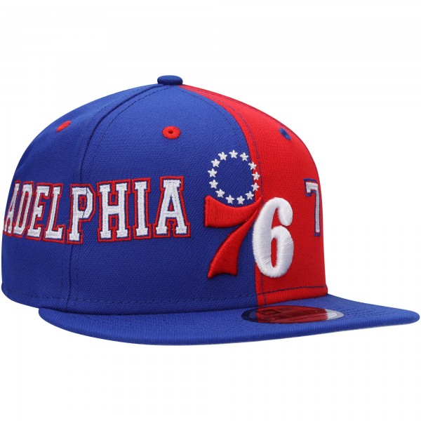 Бейсболка Philadelphia 76ers New Era Team Split 9FIFTY - Royal/Red