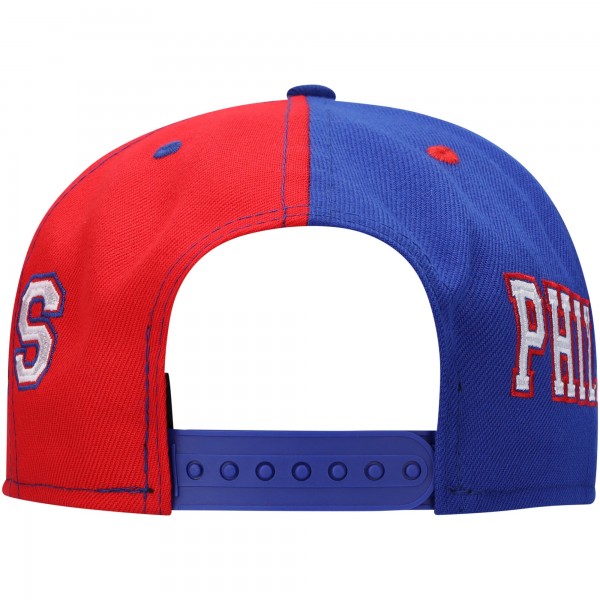 Бейсболка Philadelphia 76ers New Era Team Split 9FIFTY - Royal/Red