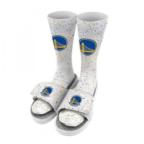 Носки и шлепки Golden State Warriors ISlide Team Logo Speckle - White