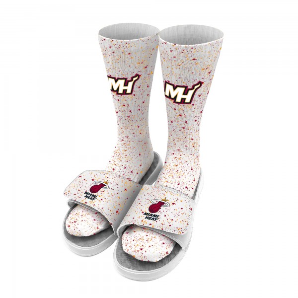 Носки и шлепки Miami Heat ISlide Team Logo Speckle - White
