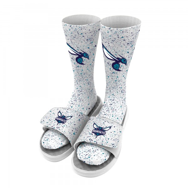 Носки и шлепки Charlotte Hornets ISlide Team Logo Speckle - White