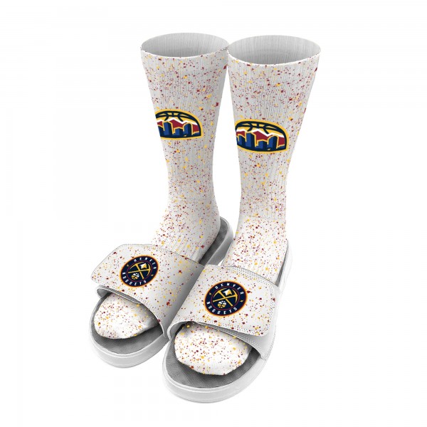 Носки и шлепки Denver Nuggets ISlide Team Logo Speckle - White
