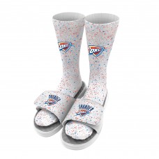 Oklahoma City Thunder ISlide Team Logo Speckle Socks & Slide Sandals Bundle - White