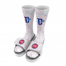 Detroit Pistons ISlide Team Logo Speckle Socks & Slide Sandals Bundle - White