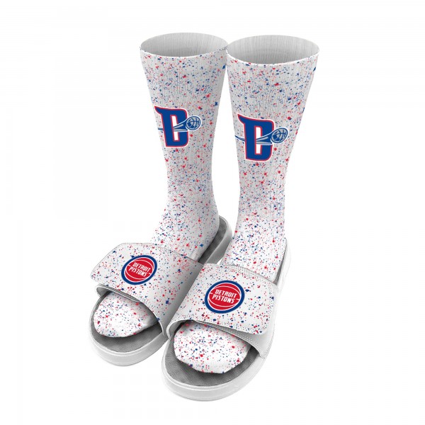Носки и шлепки Detroit Pistons ISlide Team Logo Speckle - White