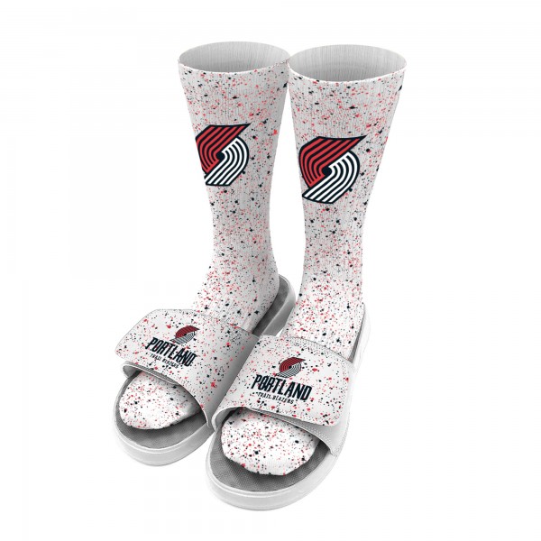 Носки и шлепки Portland Trail Blazers ISlide Team Logo Speckle - White