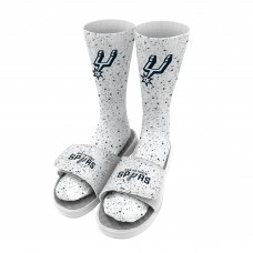 San Antonio Spurs ISlide Team Logo Speckle Socks & Slide Sandals Bundle - White