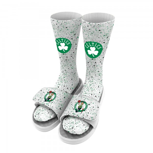 Носки и шлепки Boston Celtics ISlide Youth Speckle Team Logo - White