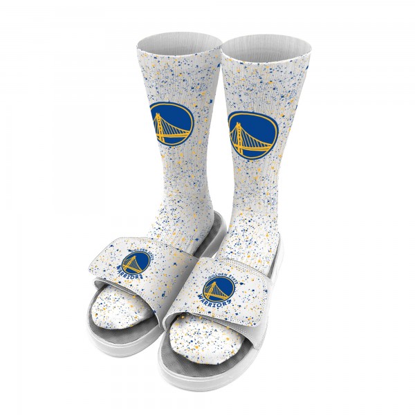 Носки и шлепки Golden State Warriors ISlide Youth Speckle Team Logo - White