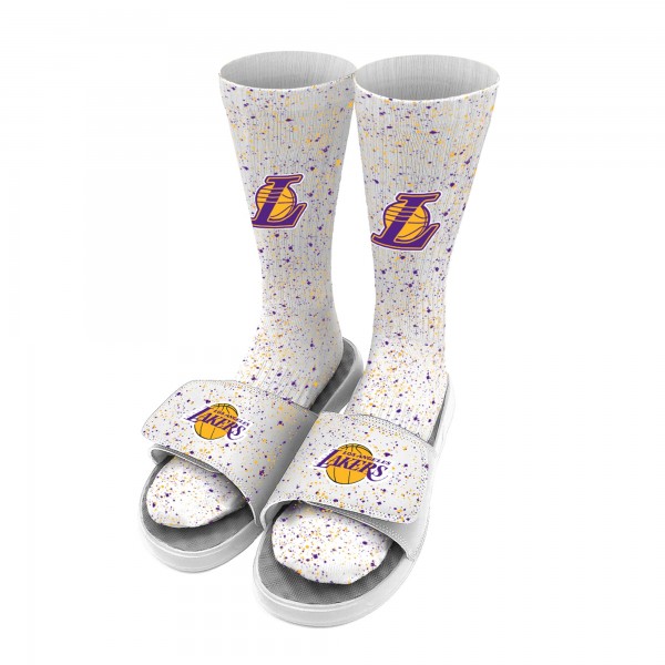 Носки и шлепки Los Angeles Lakers ISlide Youth Speckle Team Logo - White