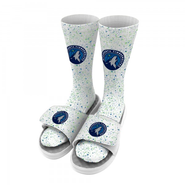 Носки и шлепки Minnesota Timberwolves ISlide Youth Speckle Team Logo - White