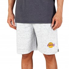 Los Angeles Lakers Concepts Sport Throttle Knit Jam Shorts - White/Charcoal