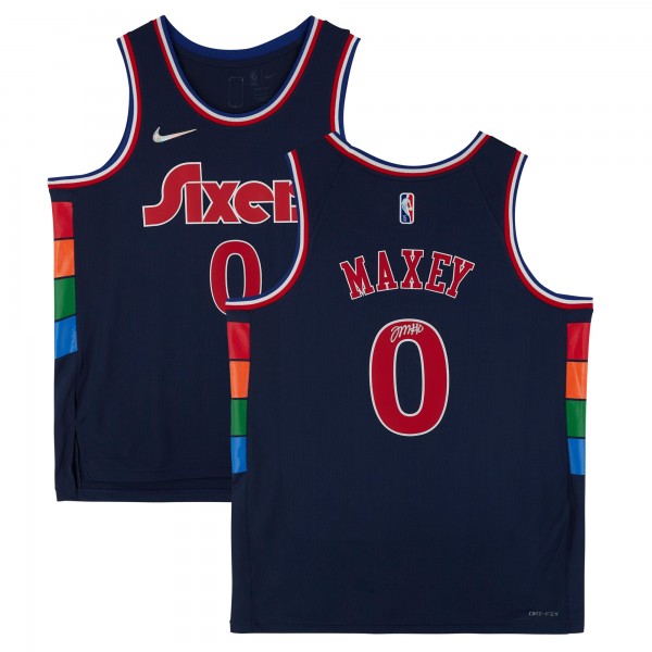 Autographed Philadelphia 76ers Tyrese Maxey Fanatics Authentic Black 2021/22 Nike Mixtape Swingman Jersey