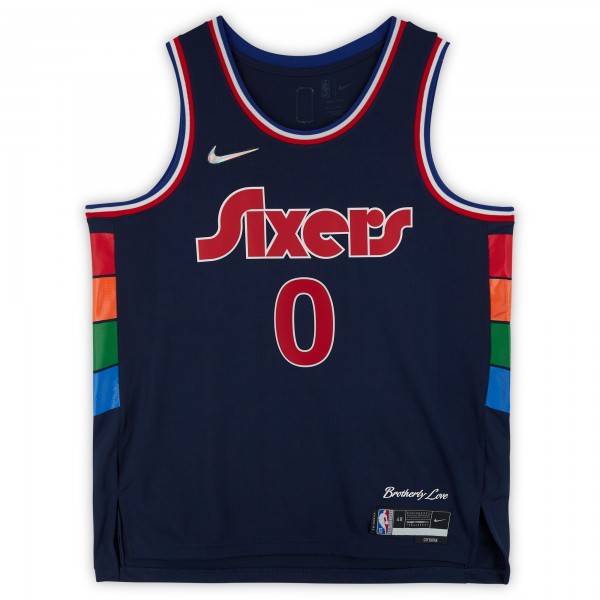 Autographed Philadelphia 76ers Tyrese Maxey Fanatics Authentic Black 2021/22 Nike Mixtape Swingman Jersey