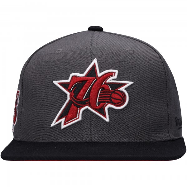 Бейсболка Philadelphia 76ers Mitchell & Ness Hardwood Classics 40th Anniversary Born & Bred - Charcoal/Black