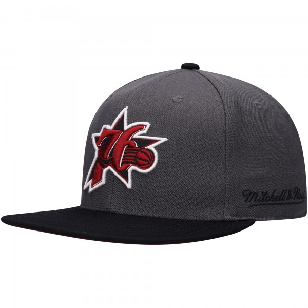 Бейсболка Philadelphia 76ers Mitchell & Ness Hardwood Classics 40th Anniversary Born & Bred - Charcoal/Black