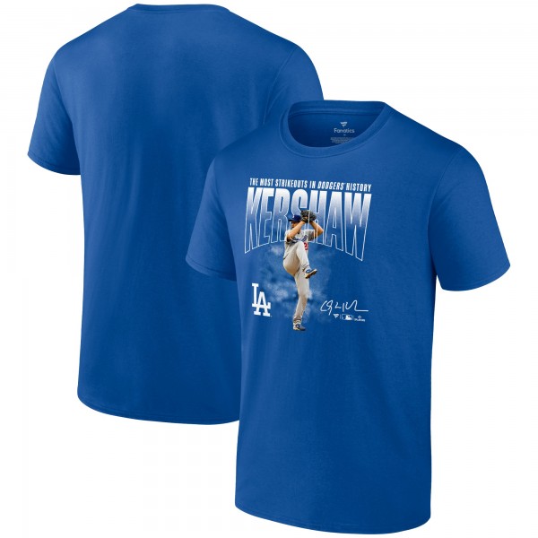 Los Angeles Dodgers Clayton Kershaw Fanatics Royal Most Strikeouts T-Shirt