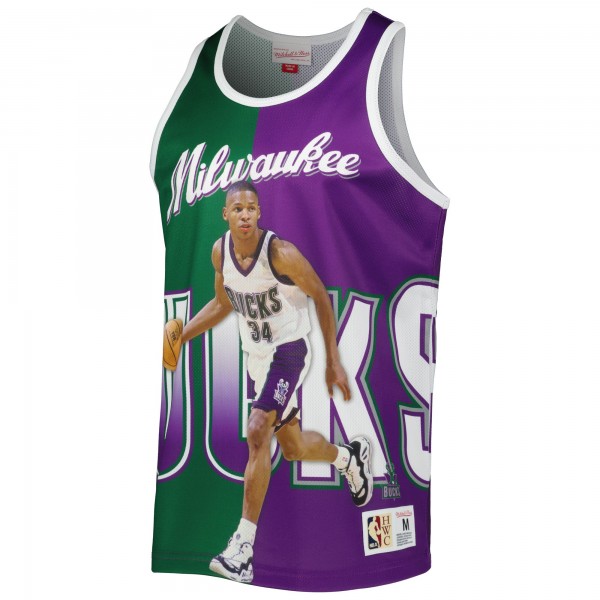Майка Ray Allen Milwaukee Bucks Mitchell & Ness Sublimated Player - Hunter Green/Purple