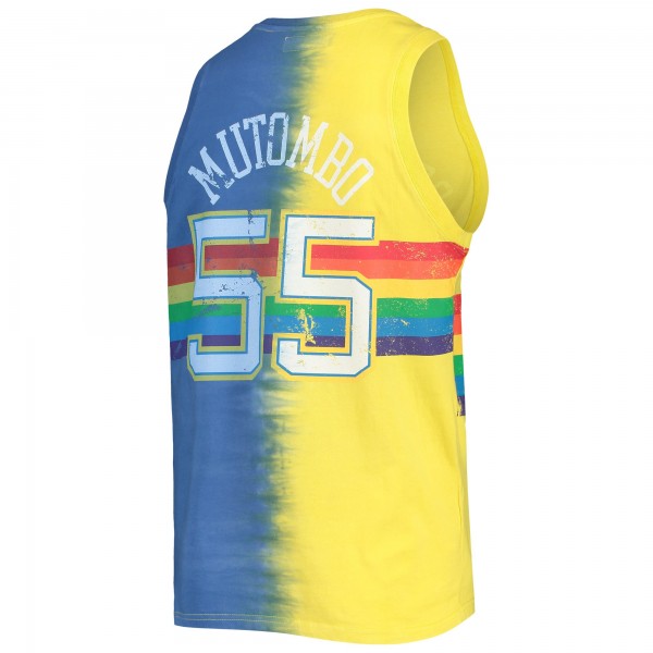 Майка Dikembe Mutombo Denver Nuggets Mitchell & Ness Hardwood Classics Tie-Dye - Gold/Royal