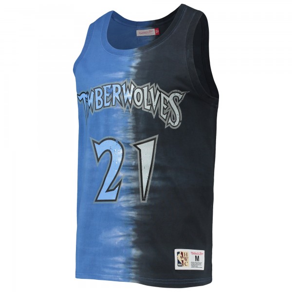 Майка Kevin Garnett Minnesota Timberwolves Mitchell & Ness Hardwood Classics Tie-Dye Name & Number - Black/Blue
