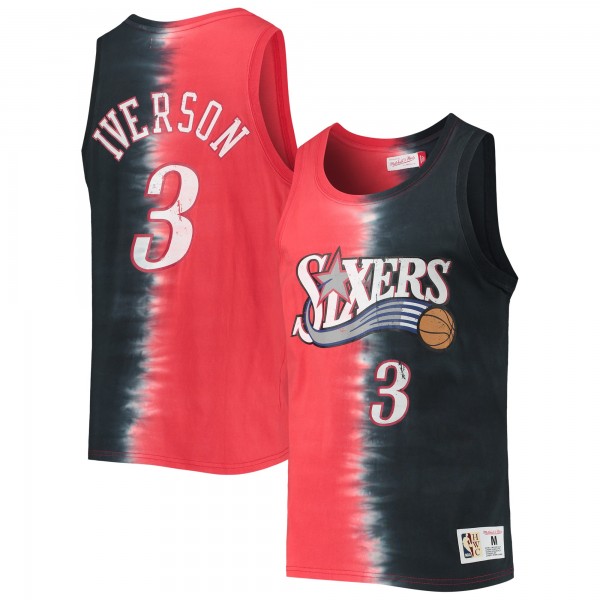 Майка Allen Iverson Philadelphia 76ers Mitchell & Ness Hardwood Classics Tie-Dye - Red/Black