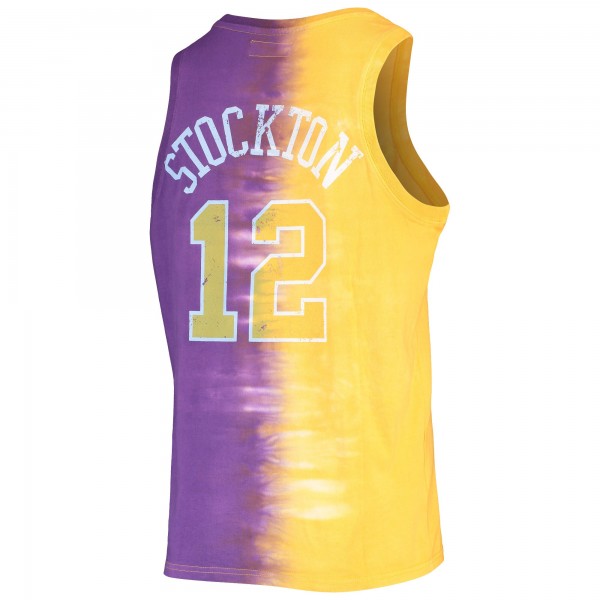 Майка John Stockton Utah Jazz Mitchell & Ness Hardwood Classics Tie-Dye - Gold/Purple