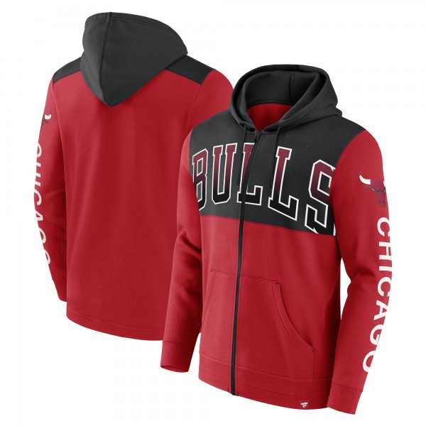 Chicago Bulls Fanatics Red/Black Skyhook Colorblock Full-Zip Hoodie