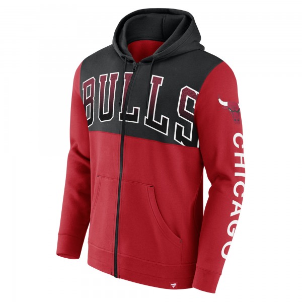 Chicago Bulls Fanatics Red/Black Skyhook Colorblock Full-Zip Hoodie