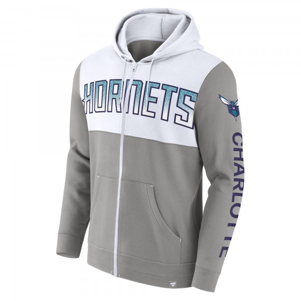 Толстовка на молнии Charlotte Hornets Skyhook Colorblock - Gray/White