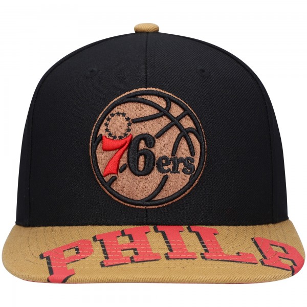 Бейсболка Philadelphia 76ers Mitchell & Ness x Lids Current Reload 3.0 - Black/Tan