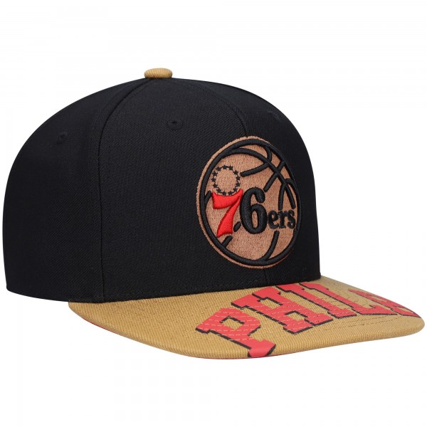 Бейсболка Philadelphia 76ers Mitchell & Ness x Lids Current Reload 3.0 - Black/Tan