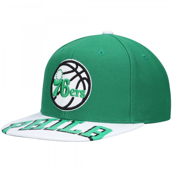 Бейсболка Philadelphia 76ers Mitchell & Ness x Lids Current Reload 3.0 - Green/White