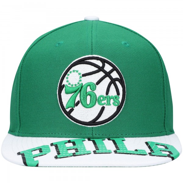 Бейсболка Philadelphia 76ers Mitchell & Ness x Lids Current Reload 3.0 - Green/White