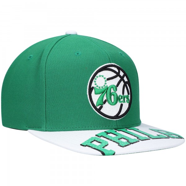 Бейсболка Philadelphia 76ers Mitchell & Ness x Lids Current Reload 3.0 - Green/White
