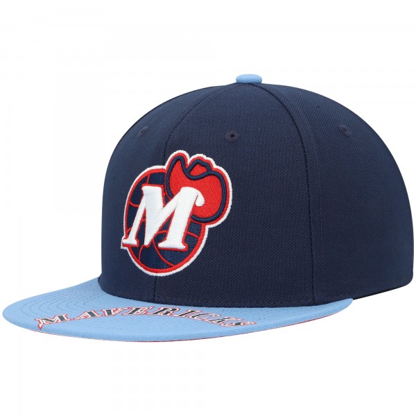 Бейсболка Dallas Mavericks Mitchell & Ness x Lids Hardwood Classics Reload 3.0 - Navy/Light Blue