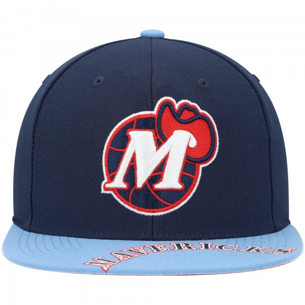 Бейсболка Dallas Mavericks Mitchell & Ness x Lids Hardwood Classics Reload 3.0 - Navy/Light Blue