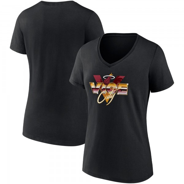 Женская Miami Heat Fanatics Black Hometown Collection Vice City V-Neck T-Shirt