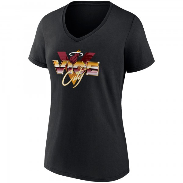 Женская Miami Heat Fanatics Black Hometown Collection Vice City V-Neck T-Shirt
