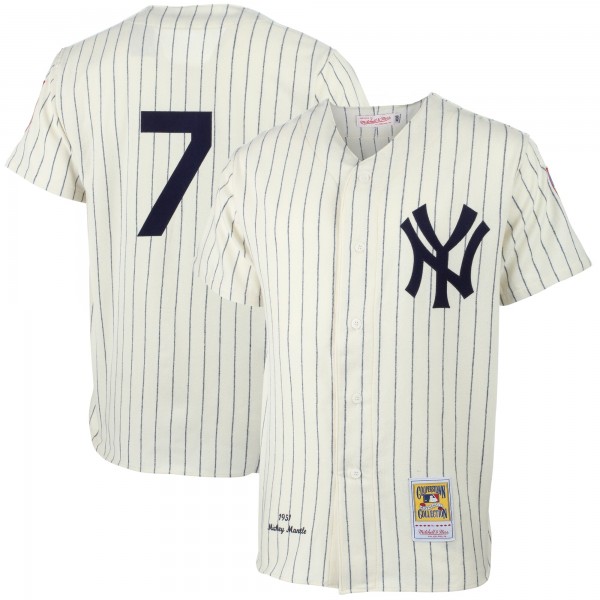 Джерси New York Yankees Mickey Mantle Mitchell & Ness Cream 1951 Cooperstown Collection Authentic