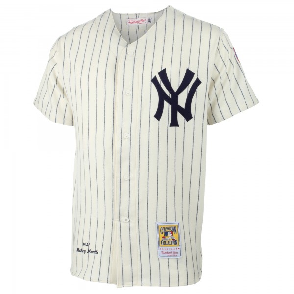 Джерси New York Yankees Mickey Mantle Mitchell & Ness Cream 1951 Cooperstown Collection Authentic