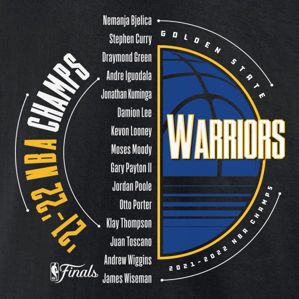 Футболка Golden State Warriors 2022 NBA Finals Champions Drive List Roster - Black