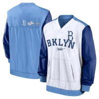 Los Angeles Dodgers Nike White/Light Blue Rewind Warmup V-Neck Pullover Jacket